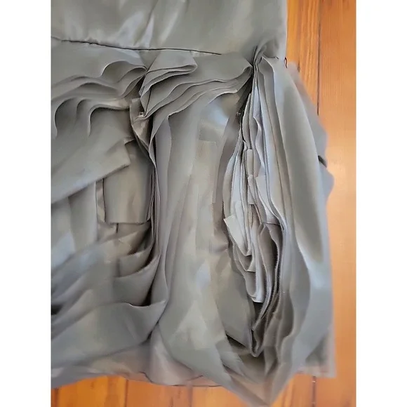 White by Vera Wang Womens 16  Gray Chiffon One Shoulder Party Dress  Rosette - Picture 11 of 13